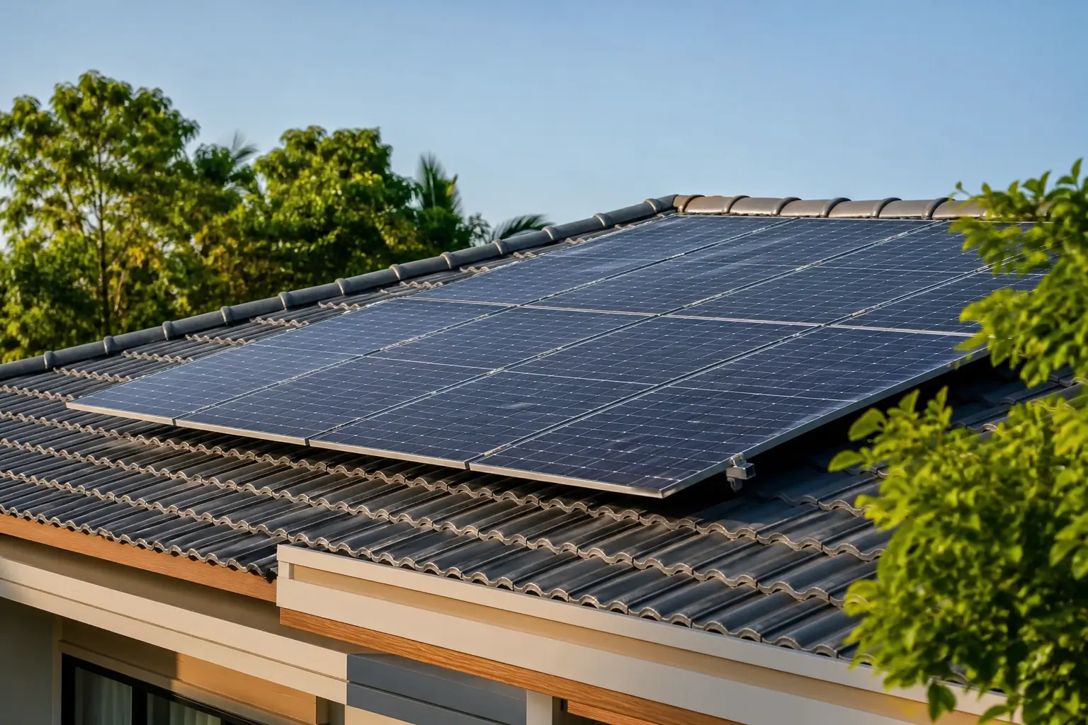 Residential rooftop solar panel installation on a home in Jaipur by SolarOnn